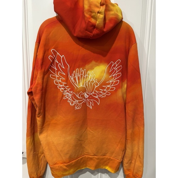 Pokemon Orange Tie Dye Full Zip Hoodie Sweatshirt w/Graphic - Picture 3 of 7